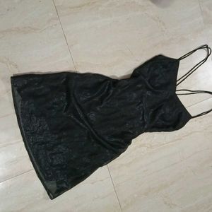 Black Metallic Mini Dress