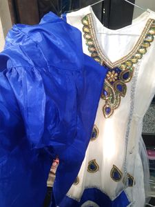 Beautiful Blue  And WHITE KURTI STYLE DRESS
