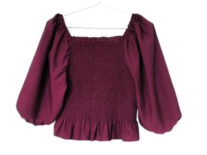 Chic Burgundy Smocked Top