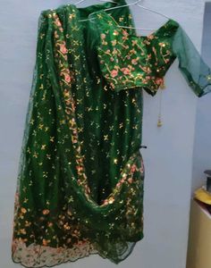 Gorgeous Green Embroidered Lehenga Set