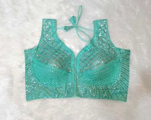 Aqua Sequin Blouse