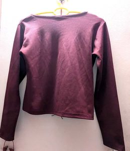 👀🫦Maroon Ribbed Long Sleeve Top👀🫦