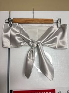 Silver bandeau front knot top