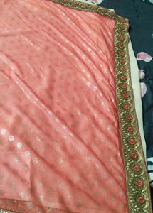 beautiful peach and cream sari with blouse