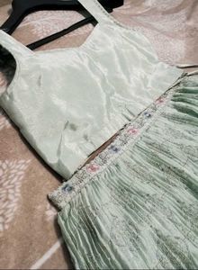 🆕🆕 FULLY STITCHED PASTEL GREEN AESTHETIC LEHENGA