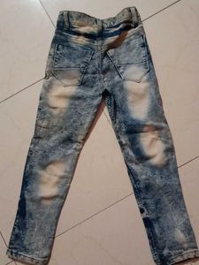 Boys Blue Patterned Jeans