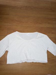 Ribbed White Crop Top