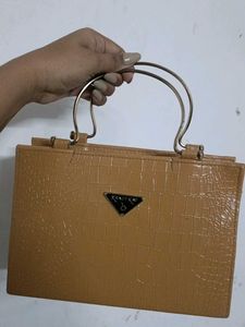 Krazy Kat Faux Croc Top Handle Bag