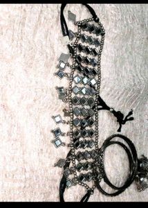 &#34;Black Necklace With Mirrored Accents&#34;