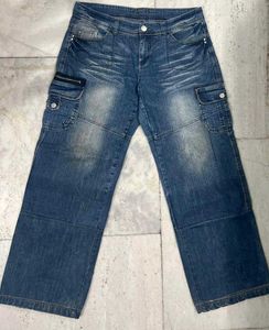 Blue Denim Cargo Jeans
