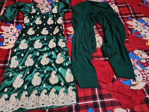 Green Embroidered Kurta Set