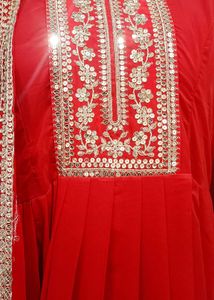 New Latest Heavy Fox Georgette Red Anarkali