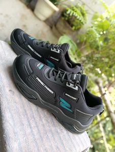 Black &#34;Foot &amp; Feet&#34; Fashion Sports Sneakers