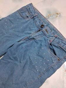 Cute Embellished Denim Jeans With Stones