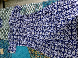 Blue Floral Print Kurta