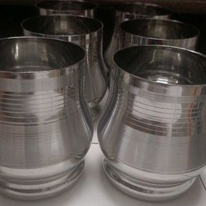 New Stainless Steel Glasses Set Of 6
