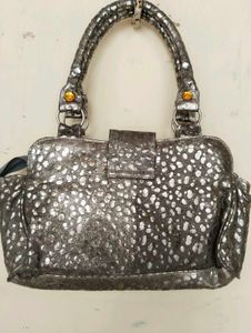 Embellished Silver Metallic Bag