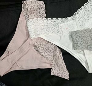 Lace Trim Thong Panties - 3 Pack