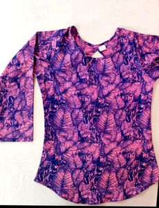Pink Leaf Print Top