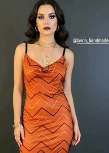 Chic Orange Patterned Dress