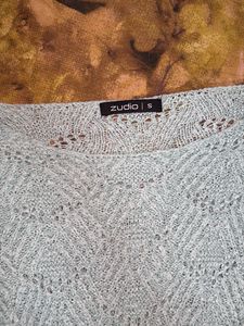 Crochet One Side Off Shoulder Top Turquoise