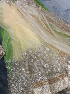 Cream Colour Half N Haf Saree..