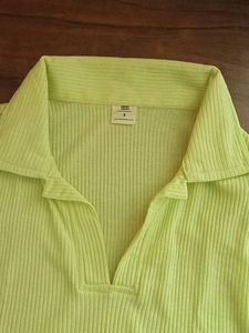 Collar Crop Tee- Lime