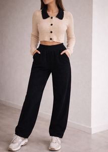 winter combo of Chic Crop Cardigan &amp; bottom wit