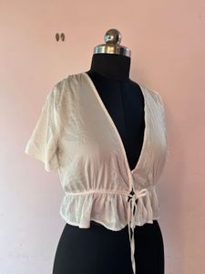 White Tie-Front Top
