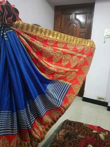 Elegant Blue &amp; Red Saree