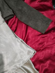 Satin Silk Dress With Crop Coat Imported