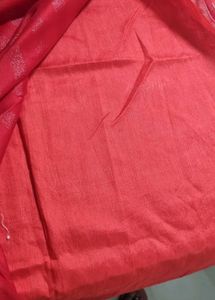 Red Saree With Golden Zari Work