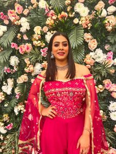 Elegant Pink Embroidered Palazzo Suit