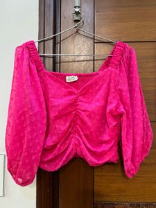 Pink Ruched Crop Top