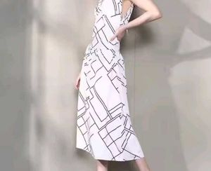 Geometric Print Halter Midi Dress