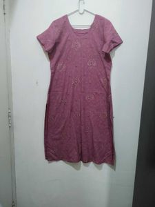 Onion Pink Floral Leaf Print Kurta Pyjama Dupatta