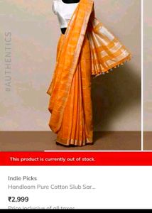 Elegant Orange Cotton Saree