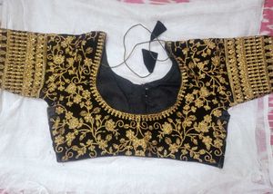 Velvet Gold Zari Embroidery Blouse (38 alterable)