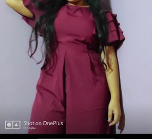 Jumpsuit Maroon Colour