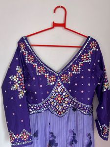 Beautiful purple A line kurti with side cuts