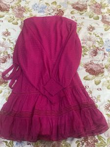 Magenta Wrap Mini Dress