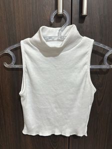 White High Neck Top