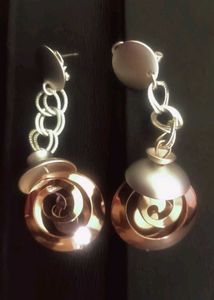Rose Gold And White Earrings