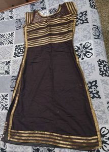 Brown &amp; Gold Embellished Dress