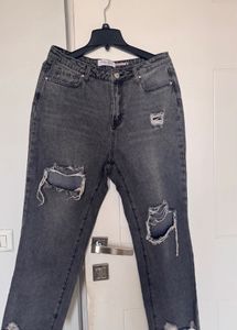 Distressed Gray Jeans