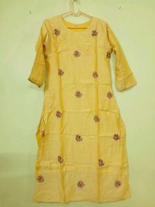 Embroidered Yellow Kurta