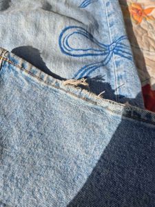 Wide Leg Jeans with Bow Detail