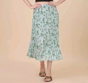 Floral Midi A-line Flare Skirt