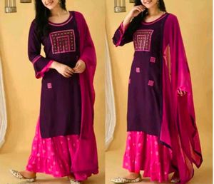 Elegant Purple Kurta Palazzo Set
