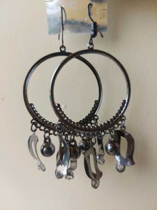 Metallic Dangle Hoop Earrings